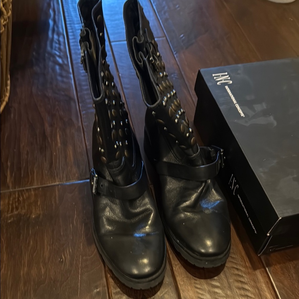 MICHAEL Michael Kors Black Studded Combat Boots
